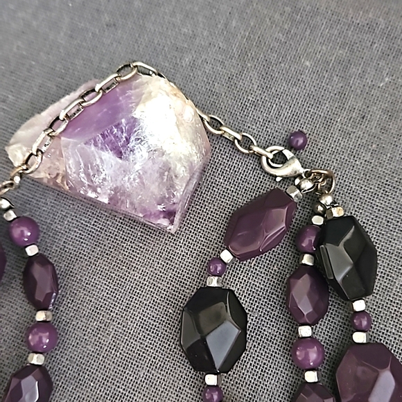 Premier Designs Grapevine multi strand necklace purple matte silver adjustable - Picture 3 of 6